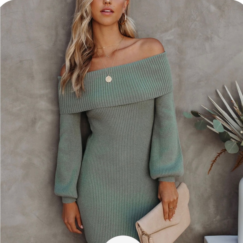 Tammy Off the shoulder ribbed sweater dress